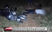 Motociclista fica ferido ap&oacute;s perder o controle da dire&ccedil;&atilde;o e passar reto em curva no desvio da BR&ndash;364 em Ariquemes &ndash; V&iacute;deo
