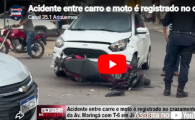 Acidente entre carro e moto &eacute; registrado no cruzamento da Av Maring&aacute; com T 6 em Ji Paran&aacute; &ndash; V&iacute;deo 
