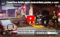 Casal fica ferido ap&oacute;s motociclista perder o controle e cai em rotat&oacute;ria do anel vi&aacute;rio de Ji Paran&aacute; &ndash; VIDEO