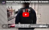 Homem &eacute; preso ap&oacute;s furtar televis&atilde;o de lavanderia e ainda danificar viatura da PM na Zona Sul de PVH &ndash; V&Iacute;DEO