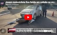 Jovem motociclista fica ferida em colis&atilde;o no cruzamento da T&ndash;5 com Rua S&atilde;o Lu&iacute;s em Ji&ndash;Paran&aacute; &ndash; V&Iacute;DEO