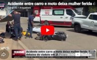 Acidente entre carro e moto deixa mulher ferida debaixo do viaduto em Ji&ndash;Paran&aacute; &ndash; V&Iacute;DEO
