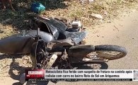 Motociclista fica ferido com suspeita de fratura ap&oacute;s colis&atilde;o no bairro Rota do Sol em Ariquemes &ndash; V&Iacute;DEO