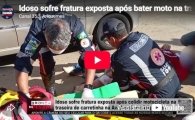 Idoso sofre fratura exposta ap&oacute;s colidir moto na traseira de carretinha na Avenida Cana&atilde; em Ariquemes &ndash; V&Iacute;DEO
