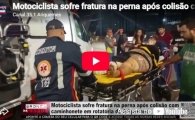 Motociclista sofre fratura na perna ap&oacute;s colis&atilde;o com caminhonete em rotat&oacute;ria de Ariquemes &ndash; V&Iacute;DEO