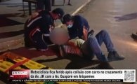 Motociclista fica ferido ap&oacute;s colis&atilde;o com carro no cruzamento da Av. JK com a Av. Guapor&eacute; em Ariquemes &ndash; V&Iacute;DEO