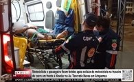 Motociclista e passageira ficam feridos ap&oacute;s colis&atilde;o de motocicleta na traseira de carro em frente &agrave; Novalar na Av. Tancredo Neves em Ariquemes &ndash; V&Iacute;DIO