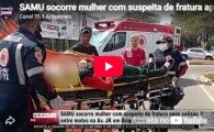 SAMU socorre mulher com suspeita de fratura ap&oacute;s colis&atilde;o entre motos na Av. JK em Ariquemes &ndash; V&Iacute;DEO