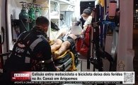 Colis&atilde;o entre motocicleta e bicicleta deixa dois feridos na Av. Cana&atilde; em Ariquemes &ndash; V&Iacute;DEO