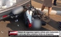 C&acirc;mera de seguran&ccedil;a registra colis&atilde;o entre motocicleta e carro que deixa condutora ferida em Ariquemes &ndash; V&Iacute;DEO