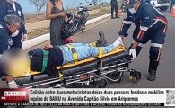 Colis&atilde;o entre duas motocicletas deixa duas pessoas feridas e mobiliza equipe do SAMU na Avenida Capit&atilde;o S&iacute;lvio em Ariquemes &ndash; V&Iacute;DEO