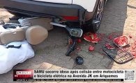 SAMU socorre idoso ap&oacute;s colis&atilde;o entre motocicleta e bicicleta el&eacute;trica na Avenida JK em Ariquemes &ndash; V&Iacute;DEO