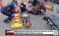 SAMU socorre duas v&iacute;timas ap&oacute;s colis&atilde;o entre moto e bicicleta na Rua Rio Negro em Ariquemes &ndash; V&Iacute;DEO