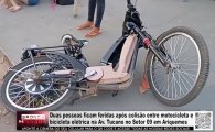 Duas pessoas ficam feridas ap&oacute;s colis&atilde;o entre moto e bicicleta el&eacute;trica na Av. Tucanos em Ariquemes &ndash; V&Iacute;DEO