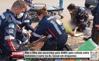 M&atilde;e e filha s&atilde;o socorridas pelo SAMU ap&oacute;s colis&atilde;o entre motoneta e carro na Av. Cana&atilde; em Ariquemes &ndash; V&Iacute;DEO