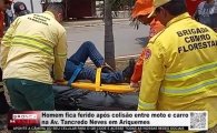 Homem fica ferido ap&oacute;s colis&atilde;o entre moto e carro na Av. Tancredo Neves em Ariquemes &ndash; V&Iacute;DEO