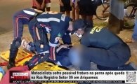 Motociclista sofre poss&iacute;vel fratura na perna ap&oacute;s queda na Rua Registro do Setor 09 em Ariquemes &ndash; V&Iacute;DEO