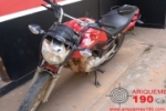 ARIQUEMES: Moto furtada é abandonada em rotatória da Av. JK com a Av. Guaporé