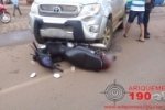 ARIQUEMES: Duas pessoas ficam feridas em colisão entre moto e caminhonete na Av. Capitão Silvio