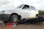 ARIQUEMES: Acidente entre carro e moto deixa uma vítima com escoriações no ombro