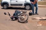 ARIQUEMES: Colisão entre carro e motocicleta deixa casal e criança ferida
