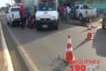 ARIQUEMES: Motoqueiro quebra o nariz ao colidir na traseira de caminhonete no centro da cidade