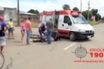 ARIQUEMES: Acidente entre moto e carro deixa trabalhadora ferida na Av. Quatro Cachoeiras
