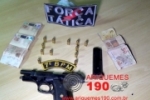 ARIQUEMES: Durante patrulhamento For&ccedil;a T&aacute;tica de motocicletas localiza pistola 380 e min&eacute;rio ilegal em carro