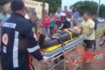 ARIQUEMES: Após colisão com carro motociclista sofre queda e fica ferido na Av. Jamari