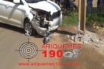 ARIQUEMES: Idoso escapa com escoriações de acidente envolvendo dois carros e uma motoneta na Capitão Silvio