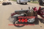 ARIQUEMES: Rapaz sofre escoriações em acidente de trânsito na Av. Tancredo Neves