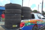 ARIQUEMES: PM recupera pneus furtados de empresa no Bairro Marechal Rondon