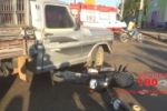 ARIQUEMES: Idoso fica ferido após colisão de moto com caminhonete no Setor 10