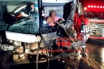 ARIQUEMES: Motorista de ônibus fica preso em ferragens após colidir com caminhão leiteiro na BR–364