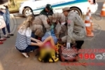 ARIQUEMES: Mulher sofre fratura exposta em acidente na rotatória da Av. Tancredo Neves com Av. Guaporé