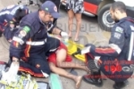 ARIQUEMES: Motociclista quebra a perna ao bater em caminhonete parada na Av. JK