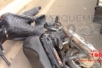 ARIQUEMES: Mulher fica ferida após colidir moto em traseira de caminhão no centro da cidade