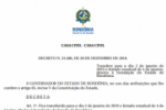 Feriado de instalação de Rondônia é antecipado do dia 4 para o dia 2 de janeiro de 2019