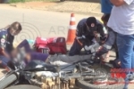 ARIQUEMES: Motociclista sofre corte profundo no pé em acidente na Av. Jaru