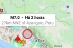 Forte terremoto de magnitude 7,0 atinge o sul do Peru