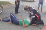 ARIQUEMES: Motociclista fica ferida em colisão de moto e carro na Av. Jaru