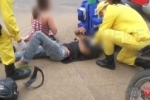 ARIQUEMES: Duas pessoas ficam feridas após motociclista colidir em caminhonete