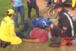 ARIQUEMES: Após roda travar, motociclista sofre queda na BR–421