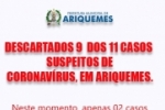 Ap&oacute;s exames, foram descartados 09 dos 11 casos suspeitos de Coronav&iacute;rus, em Ariquemes.