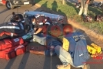 ARIQUEMES: Homem tem fratura exposta em grave acidente entre carro e moto na Hugo Frey