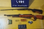 ARIQUEMES: PRF apreende arma de fogo e muni&ccedil;&otilde;es ap&oacute;s abordagem na BR&ndash;421