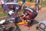 ARIQUEMES: Motociclista fica ferido ap&oacute;s colidir em caminh&atilde;o na Av. Rio Negro