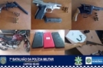  PM apreende quatro armas de fogo e troca tiros com suspeitos na &aacute;rea rural em Cujubim