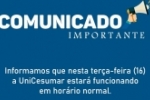 COMUNICADO: Unicesumar informa que estar&aacute; atendendo normalmente nesta ter&ccedil;a&ndash;feira 16/02 