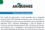 PREFEITURA DE ARIQUEMES &ndash; Nota de Esclarecimento sobre Campanha da OAB para arrecada&ccedil;&atilde;o de Insumos Hospitalares 